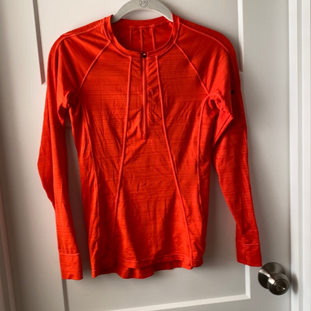 Athleta XXS red/orange workout top half zip